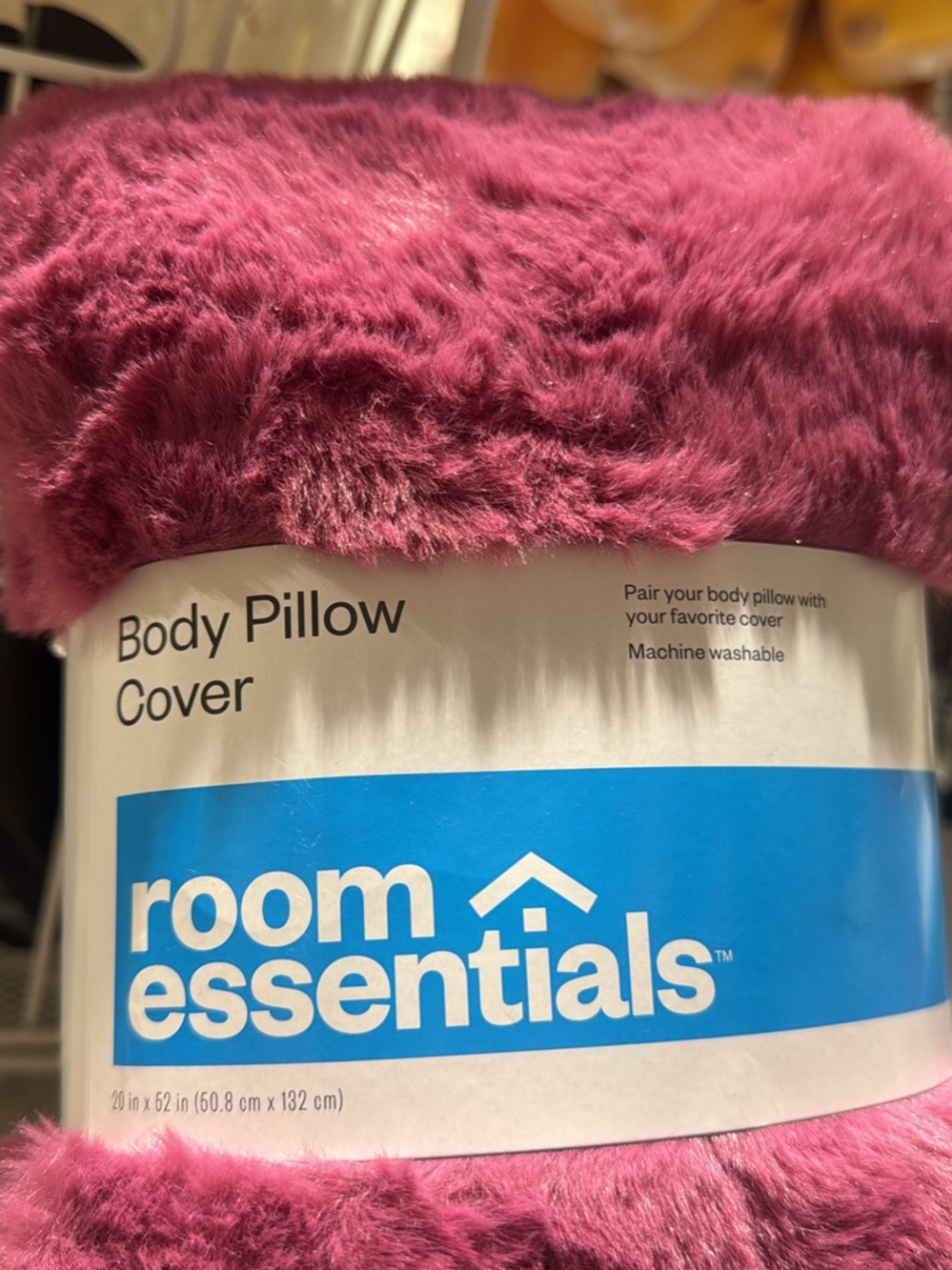 Room Essentials Raspberry Pink Faux Fur Body Pillow Cover